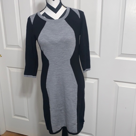 Cynthia Rowley Dresses & Skirts - CYNTHIA ROWLEY Black & Gray Merino Wool Sweater Dress